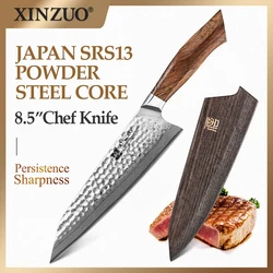 XINZUO 8.5 Inch Chef Kitchen Knife SRS13/R2/SG2 Damascus Power Steel Janpanse Santoku VG For Meat Cooking Knife Ironwood Handle