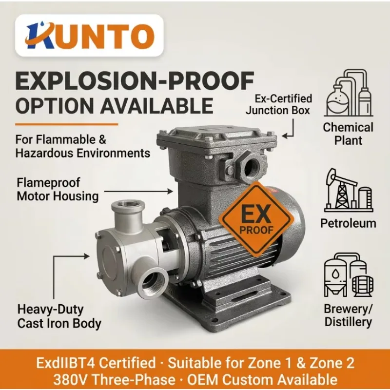 SUS304 Flexible Impeller Pump 30-200L/min Self-Priming Chemical Oil Sludge Viscous Fluid Transfer Pump OEM ODM