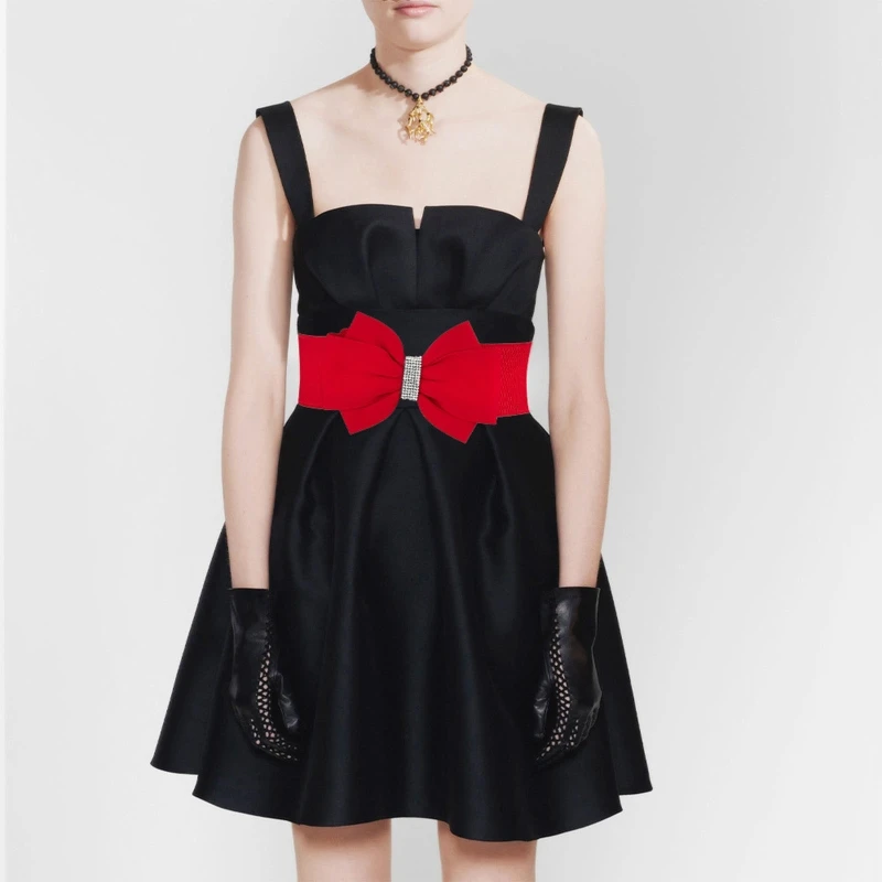 Y1UB Damesmode Elasticiteit Tailleband Strik Decor Riem All-match tailleband