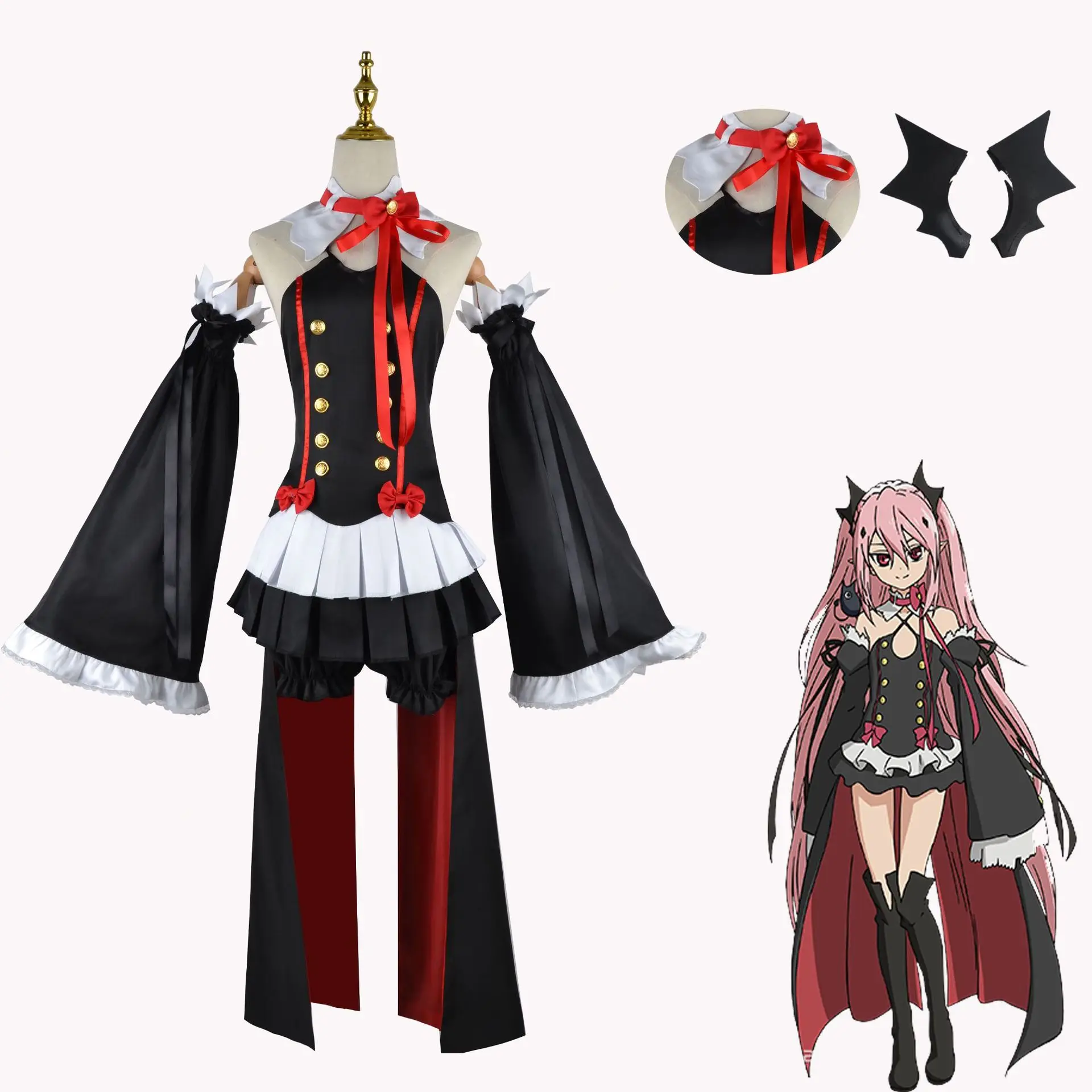 Seraph of The End Owari NO Seraph krul tepes ชุดเครื่องแบบชุดคอสเพลย์ผู้หญิงคอสเพลย์อนิเมะแม่มดเครื่องแต่งกายวันฮาโลวีนสำหรับผู้หญิง