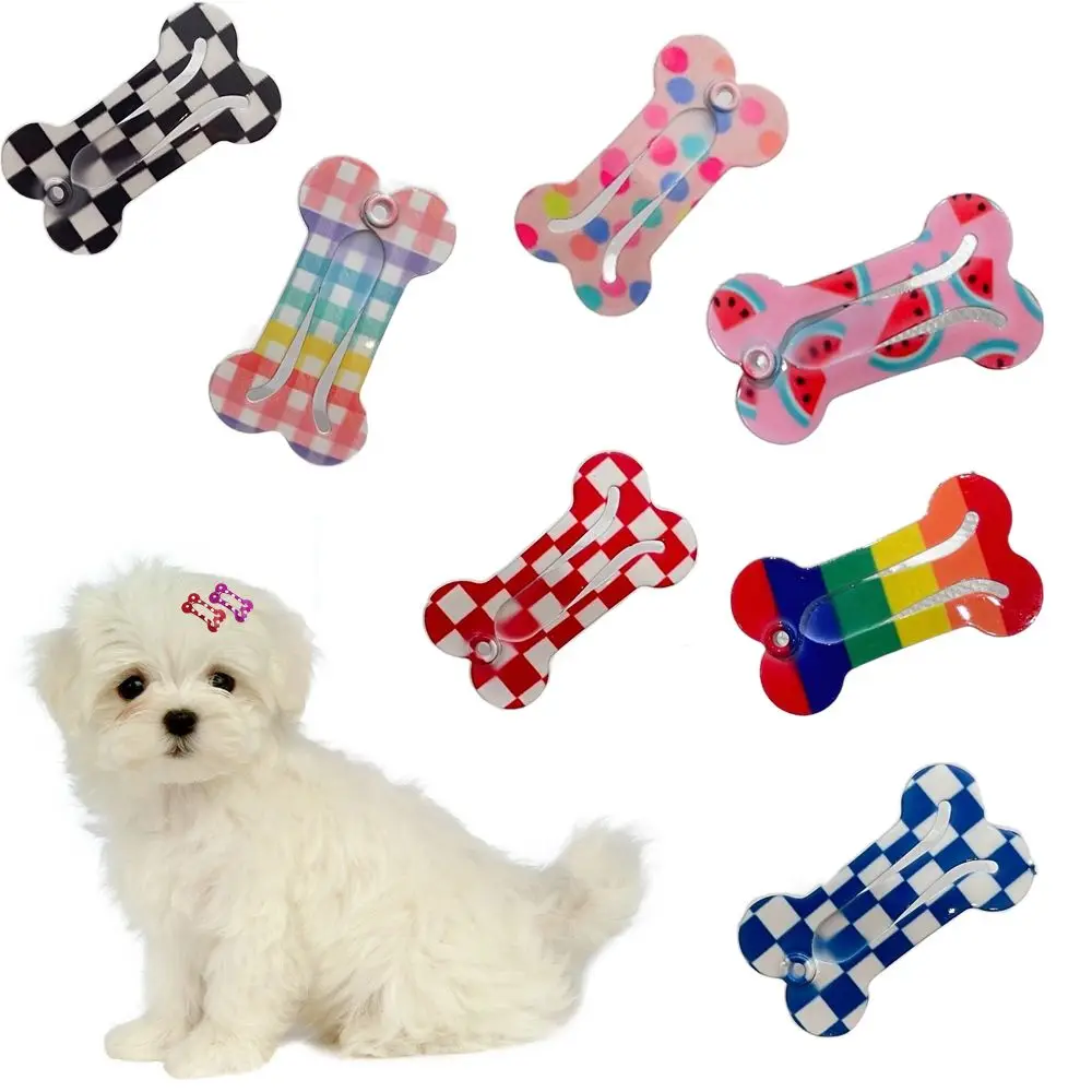 Antirust Cute Pet Hair Accessories Smooth Surface Bone Shape Cat Grooming Supplies Dog Hair Clip Pet Hairpin Snap Hair Clips