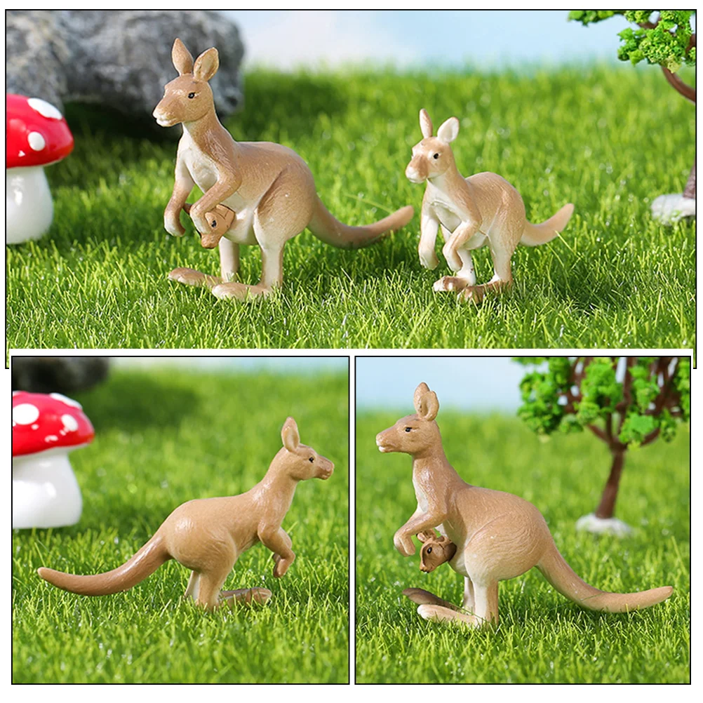 4Pcs  Tiny Kangaroo Ornament Micro Landscape Kangaroo Mini Kangaroo Figurines small kangaroo decorations