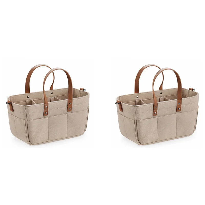 2X almacenamiento de fieltro para bebé, cesta organizadora para guardería, bolsa de pañales infantil con asa, carrito para cambiar pañales, portador de almacenamiento para niños A