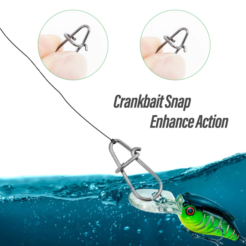 DNDYUJU 100-200pcs Gourd Type Stainless Steel Hook Swivel Solid Rings Safety Snaps Fast Clip Lock Snap Connector Fishing Tackle