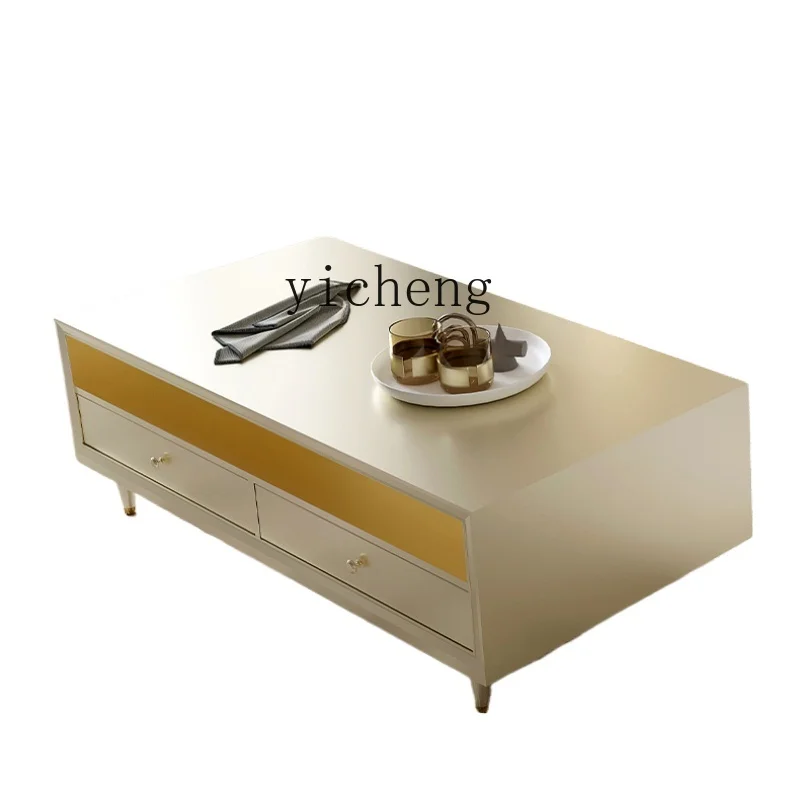 

Tqh Tea Table Living Room Light Luxury and Simplicity High-Grade Small Apartment TV Cabinet Tea Table Combination