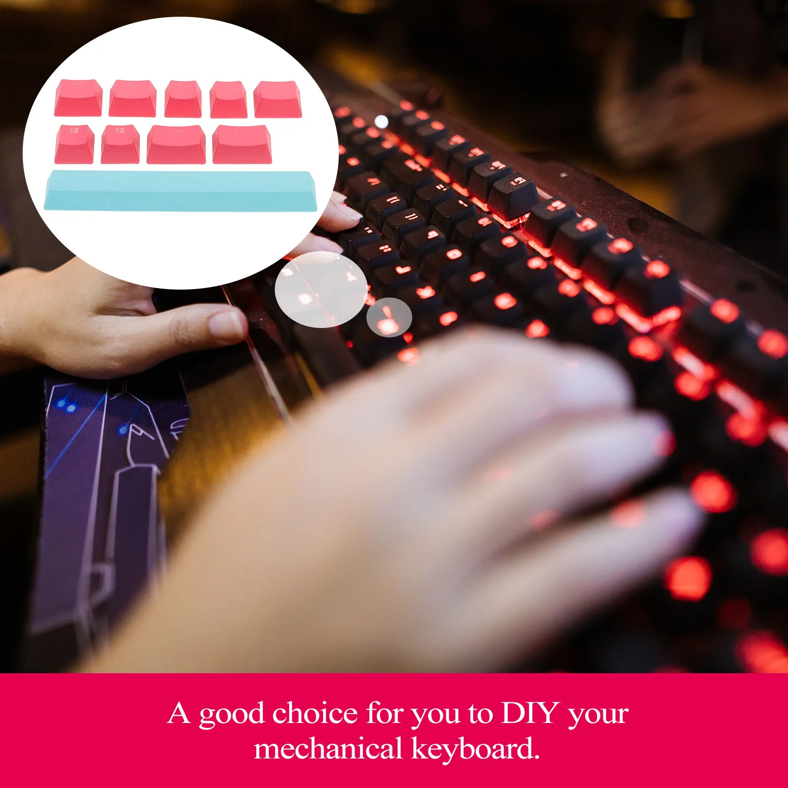 

8 шт., механические колпачки для клавиш, полупрозрачные двойные цвета для замены своими руками, прочный аксессуар для компьютерной клавиатуры, персонализированный