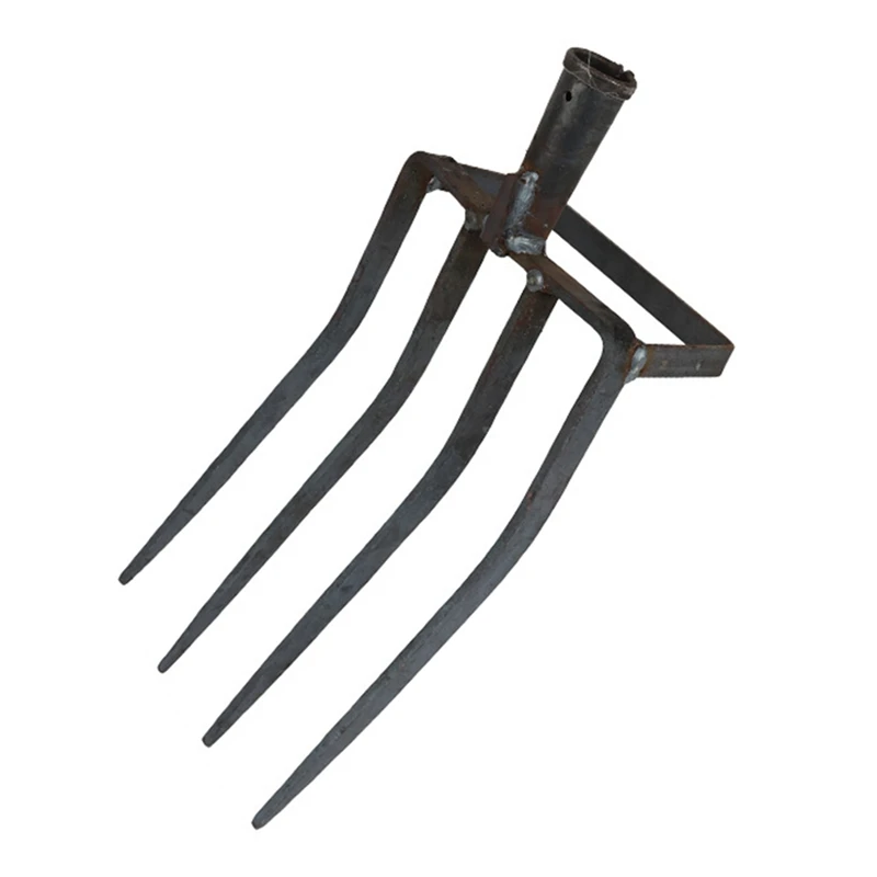 Gardening Pitchfork, Metal Large Fork Gardening Tool With 4 Gardening Claws For Compost, Horses, Hay Mulching Fork