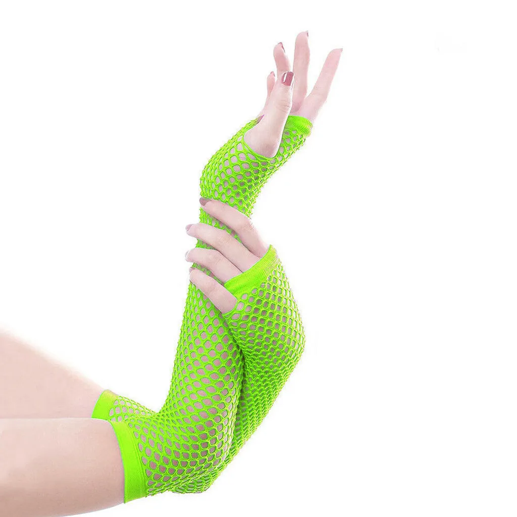 New Fashion Neon Fishnet Fingerless Long Gloves Leg Arm Cuff Party Wear Fancy Dress For Womens Sexy Beautiful Arm Warmer