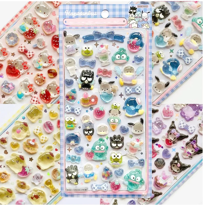 

Новинка 2026 года: Горячая продажа! 3D-наклейки Sanrio с рельефным кристаллическим эффектом для чехлов Meileti Kitty Yuguigou, наклейки-стикеры DIY, прочные наклейки-стикеры.
