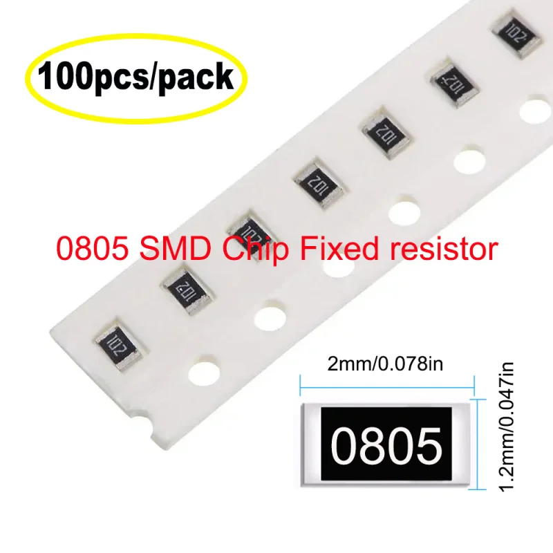 100 個 1% 0805 SMD チップ抵抗 0R-10M 固定抵抗器