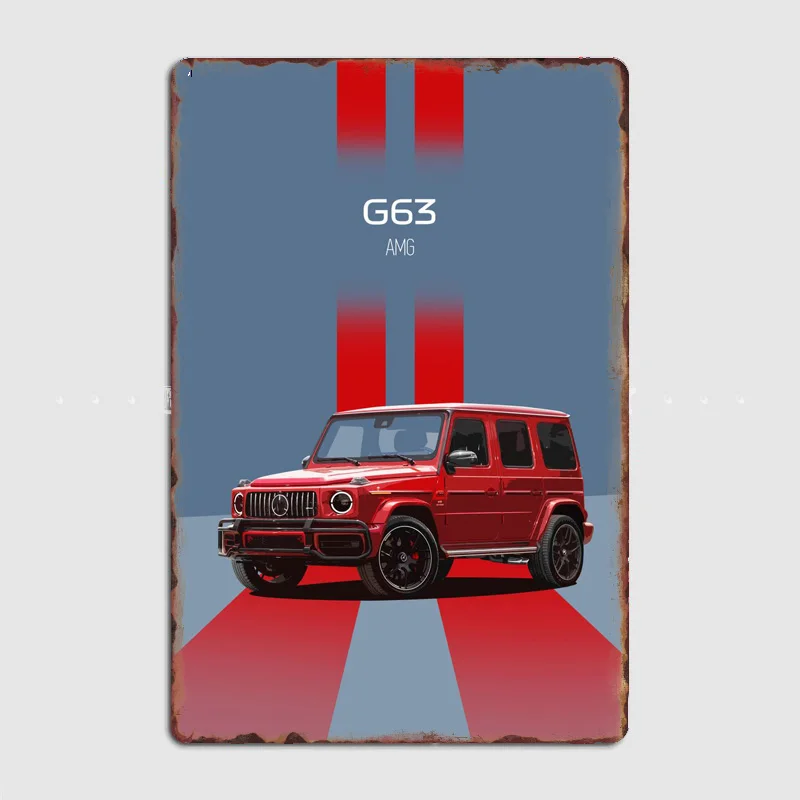 Красный G63 AMG Class Роскошный внедорожник Модель Классический автомобиль Металлический плакат Вывеска Клубная настенная жестяная вывеска для дома Декор комнаты Домашний декор