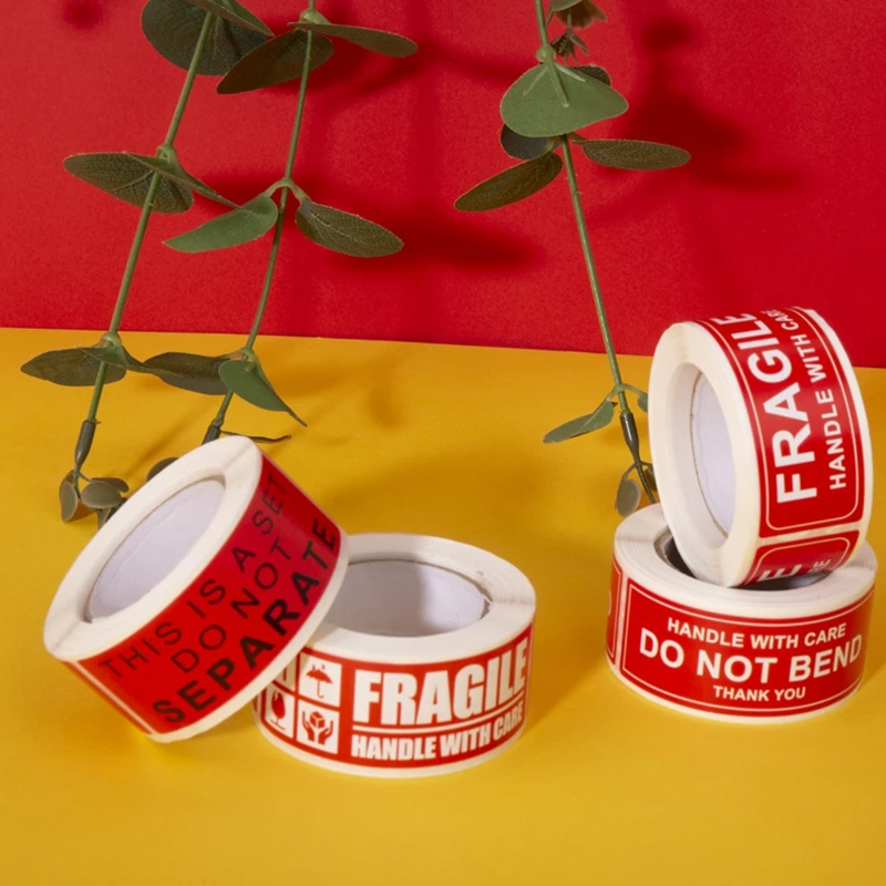 150pcs Fragile Stickers Roll Fragile or Bend Handle with Care 2.5cm*7cm Shipping Label Packaging Remind Labels Thank You Sticker
