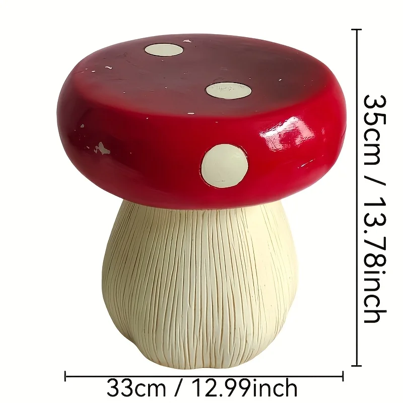 1pc Durable Resin Round Mushroom Garden Stool - Waterproof Outdoor Decorative Seat for Patio, Lawn, Balcony