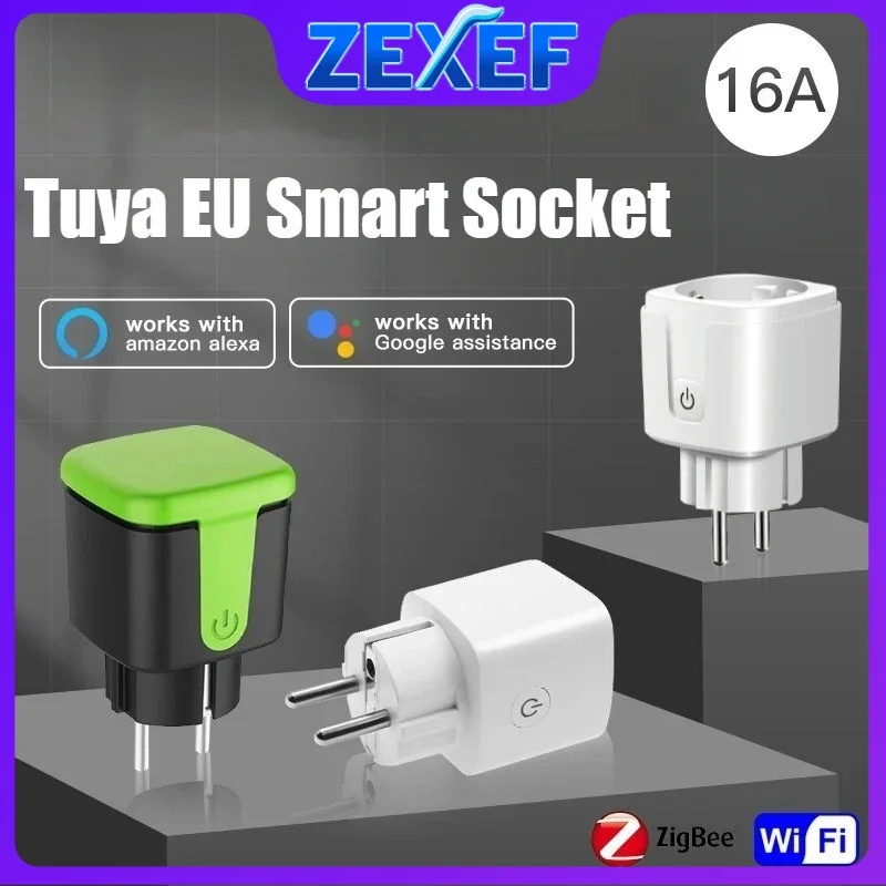 ZEXEF tuya smart plug wifi or Zigbee 3.0 power monitor timing formal function voice control works with Alexa Google Home