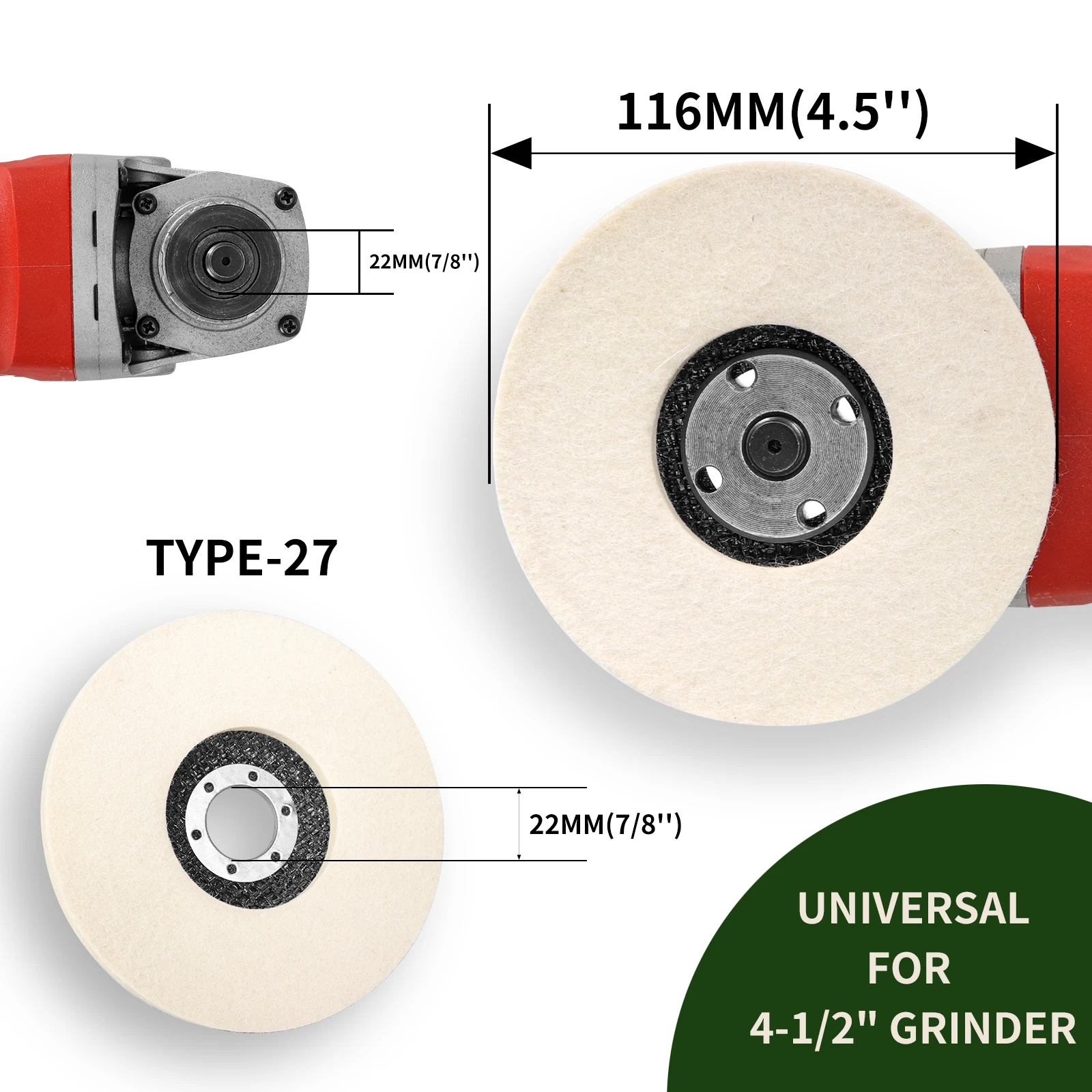 1Pc 2/3/4/4.5/5 Inch Wool Polishing Wheels Buffing Pad for Angle Grinder Grinding Disc Metal Marble Glass Polishing & Abrasives