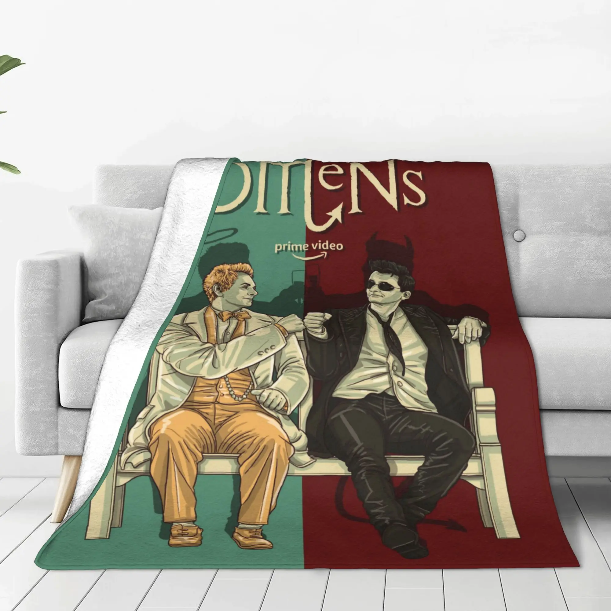 Good Omens Blanket Spring Autumn Good Omens  Breathable Thin Throw Blankets For Sofa Couch Bedding Throws