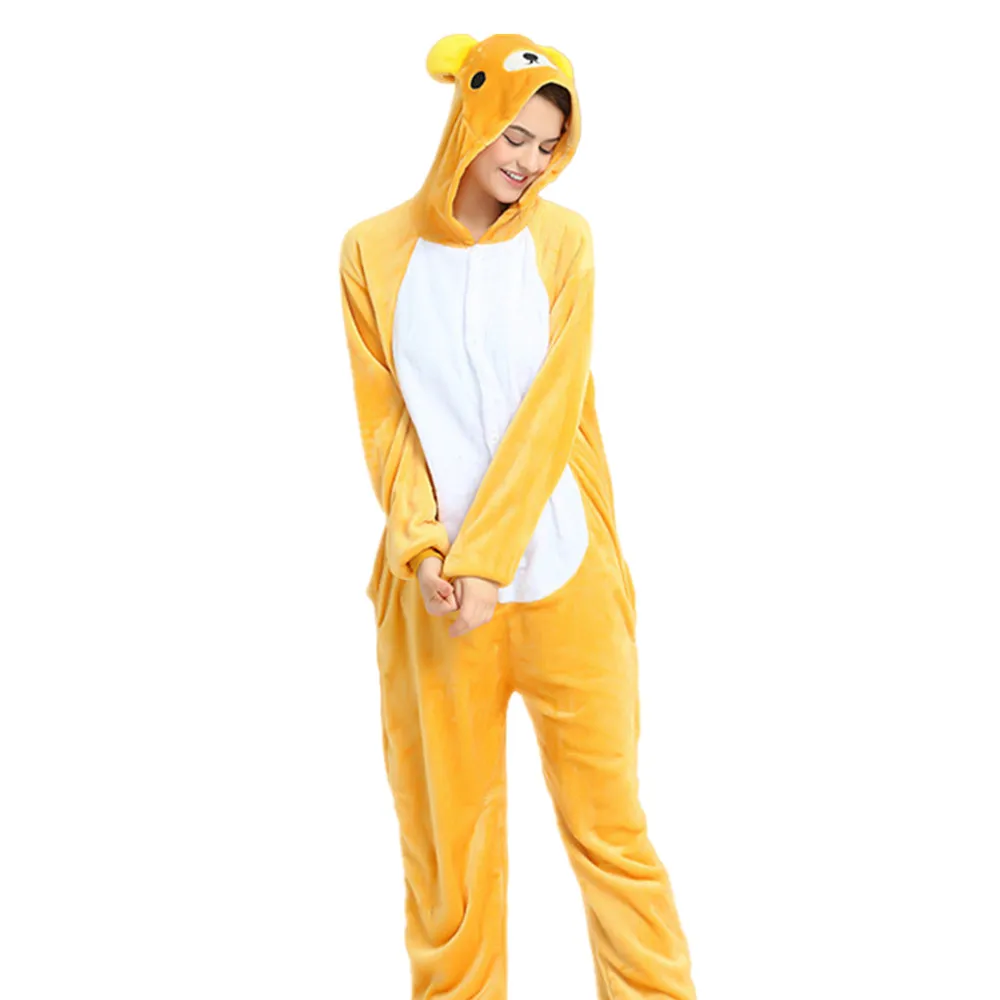 Cartoon Animal Rilakkuma Bear Kigurumi Adults Onesies Pajamas Women Jumpsuit  Men's Sleepwear for Halloween Carnival Party