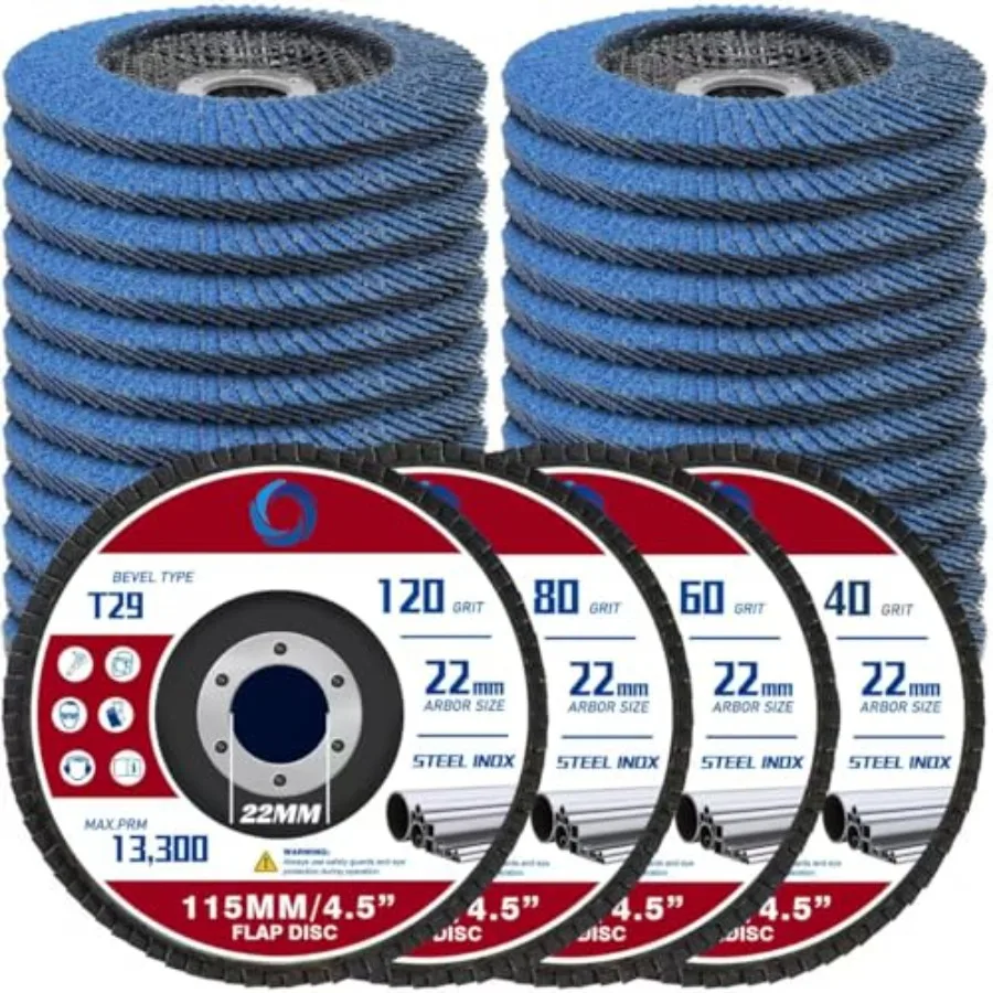 

Abrasive Flap DiscsPremium 4.5" x 7/8" T29 High Density Zirconia Flap Sanding Discs 4-1/2 Inch for Angle Grinder Grinding Wheel