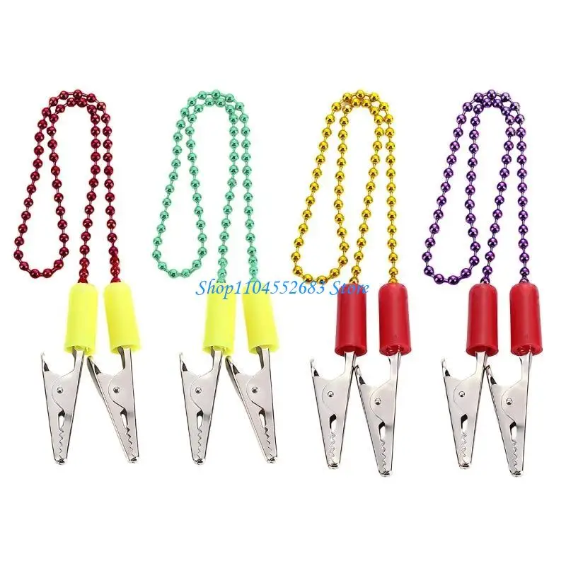 Y6GD 4 Uds servilletas acero inoxidable Clip cadena collar durabilidad Multicolor para cenar