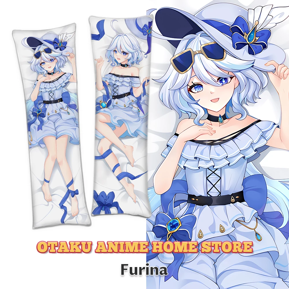 Genshin Impact Furina Dakimakura poszewka na poduszkę z nadrukiem 3D dwustronnie zagłówkowe poszewki Otaku poszewki na poduszki