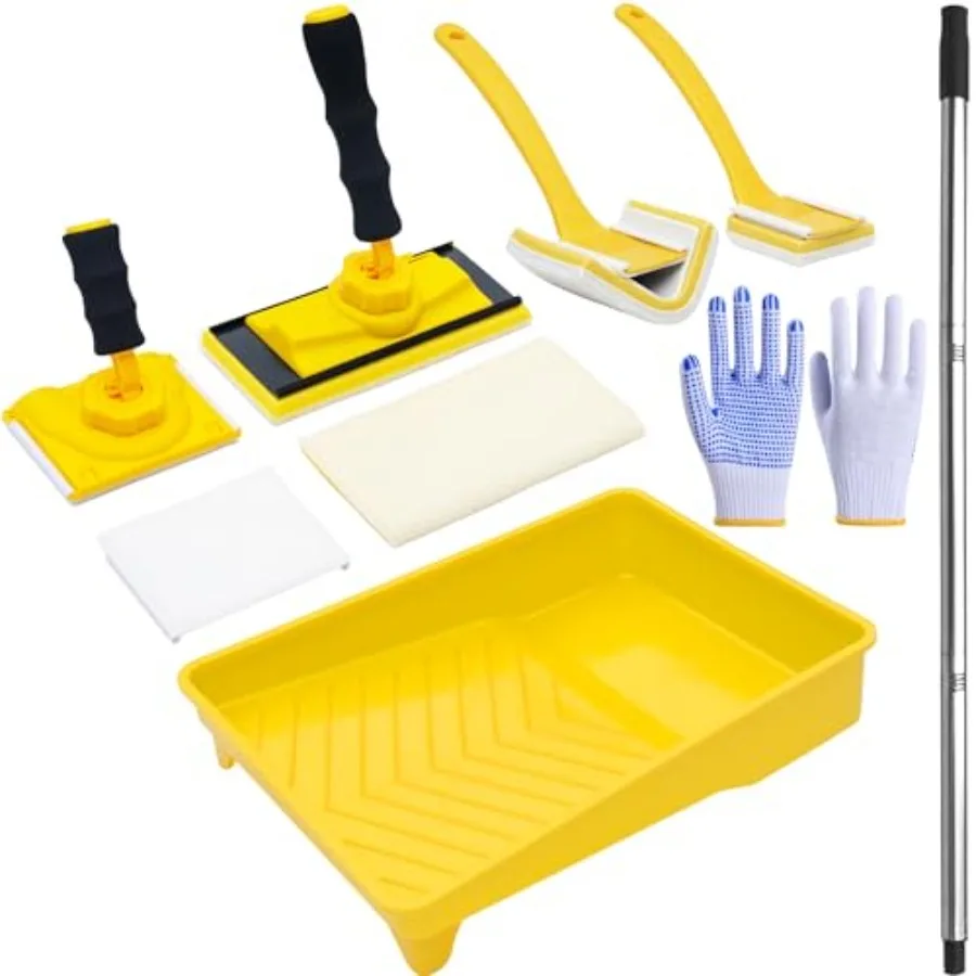 

【В наличии】Набор инструментов для окрашивания краев 9 дюймов, комплект подушечек для покраски с поворотом на 360 градусов ° Удлинительная ручка для вращающихся насадок и подушечек для обработки углов