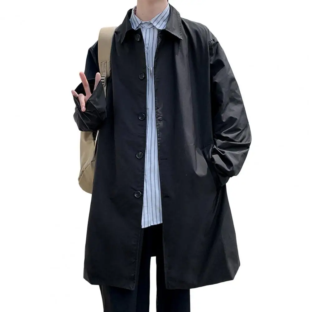 

Мужская повседневная ветровка, стильная мужская ветровка с лацканами и двубортными дизайнерскими карманами, свободная посадка, повседневная одежда для мужчин