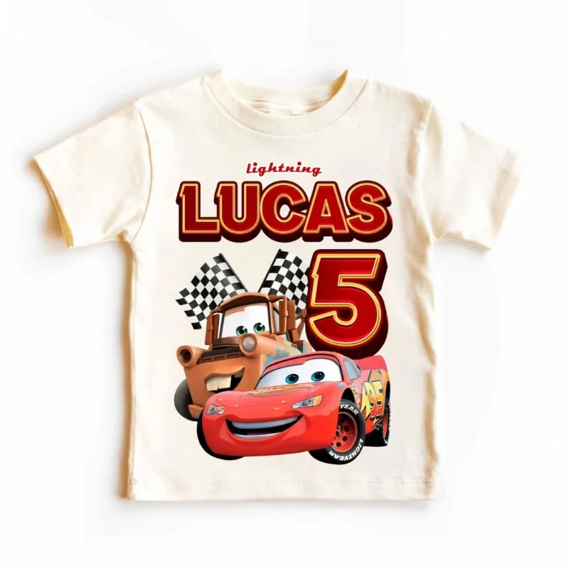 تي شيرت Kaos Couple/Kulikaga Car McQueen تي شيرت ديزني لقضاء العطلات والهالوين وأعياد الميلاد ملابس عائلية متطابقة مع الوالدين والطفل