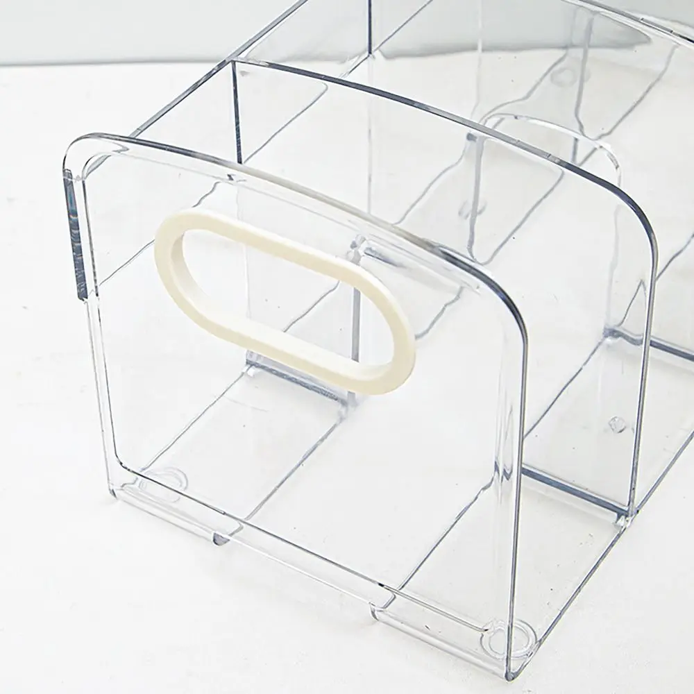 Clear Acrylic Bookends Convenient Desk Organizer with Handle Desktop Sorting Rack Divided Book Stand Study Supplies