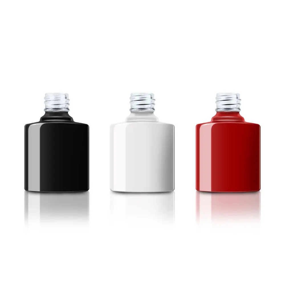 8ml Red Black White Nail Gel Polish Bottles Empty Refillable Cosmetic Silcare Glue Oil Glass Bottle with Brush for Nail Art