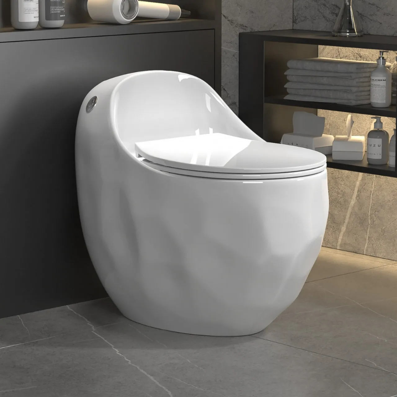Color round toilet personalized creative siphon silent flush toilet large pipe egg-shaped toilet water saving