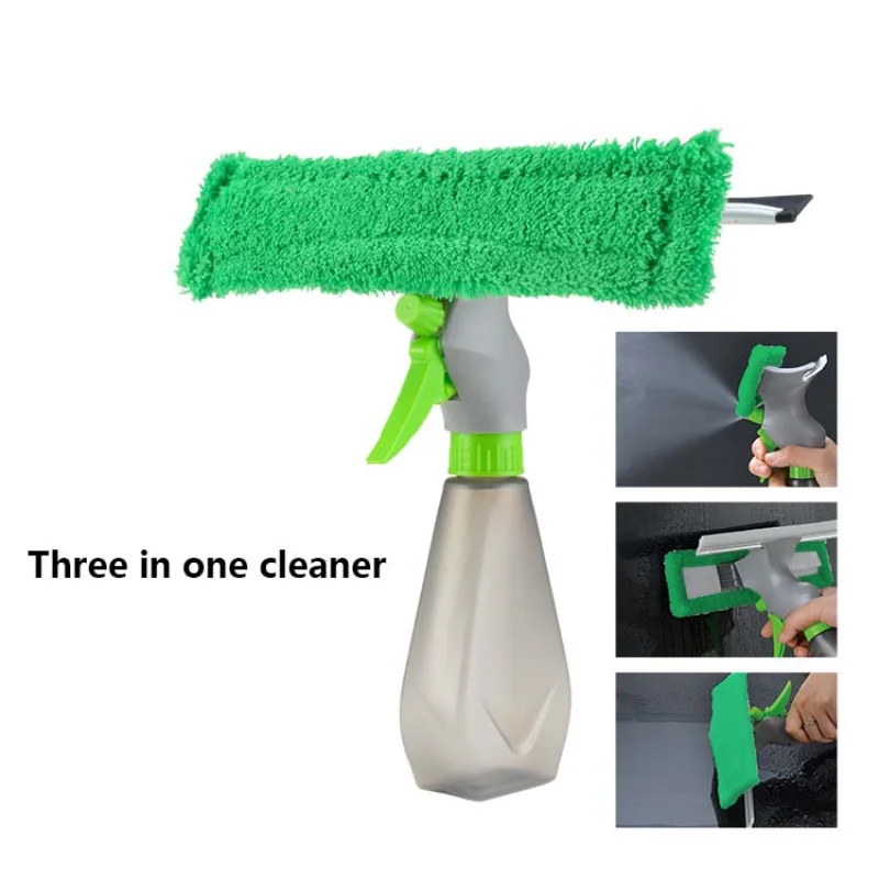 

Water Spray Window Cleaner, Glass Scraper, Wiper, Microfiber Cloth, Pad Kit, Household Cleaning Tool, 3 in 1