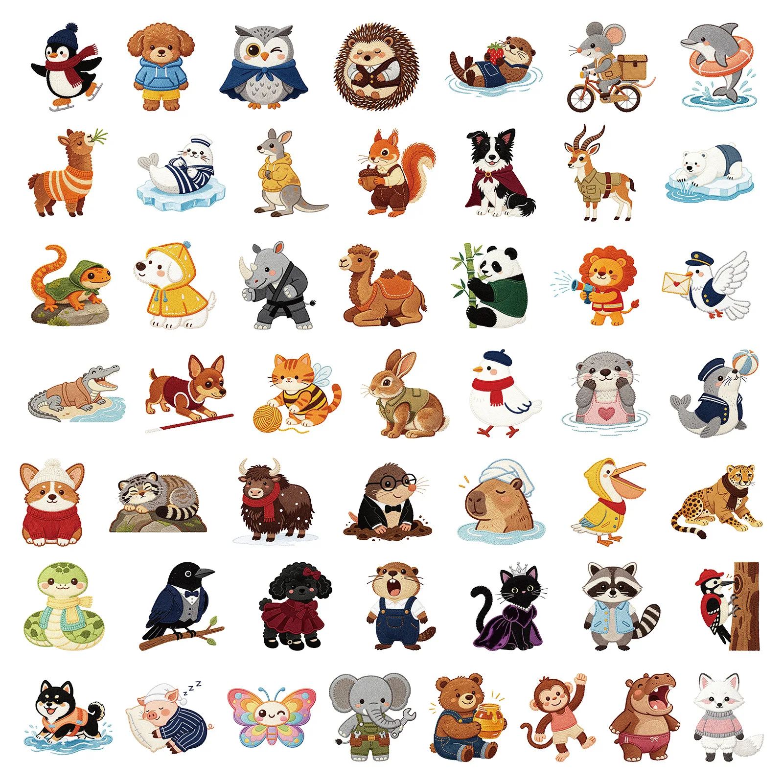 50pcd Cute Animals Cartoon Stickers Graffiti Sticker Decorate Phone Back Card Trunk Water Cup Cute Cat Stickers Waterproof