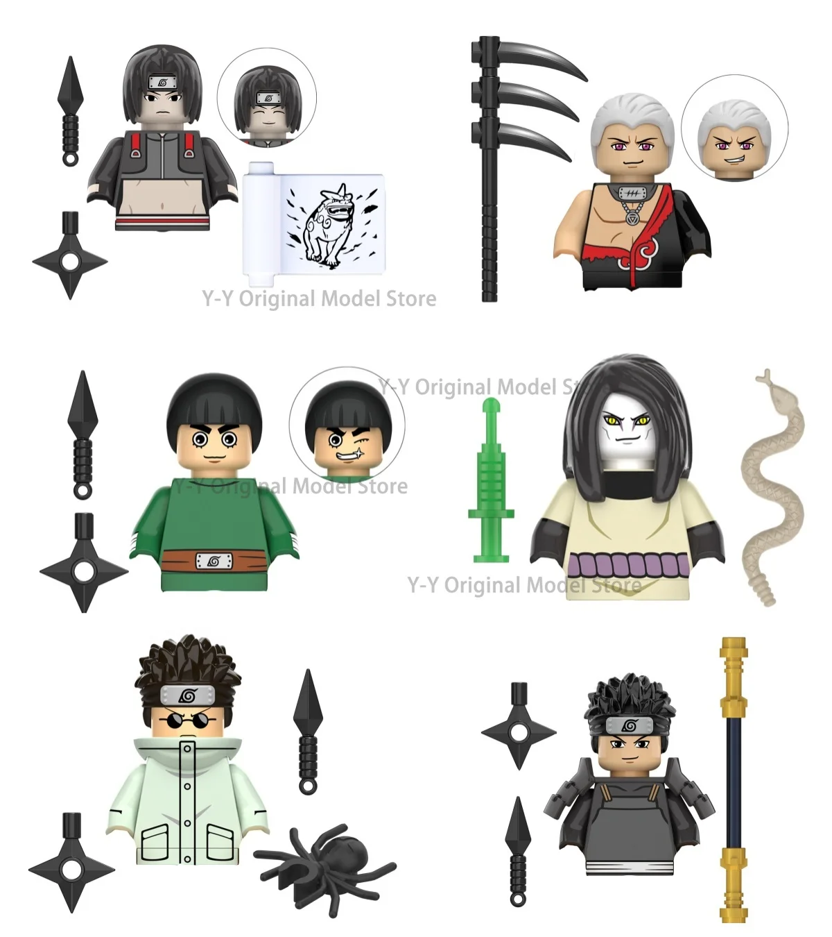 Figuras de bloques de construcción de la serie Naruto para niños, juguetes Ninja ensamblados de partículas pequeñas, modelo DIY, regalos de vacaciones, 6 piezas