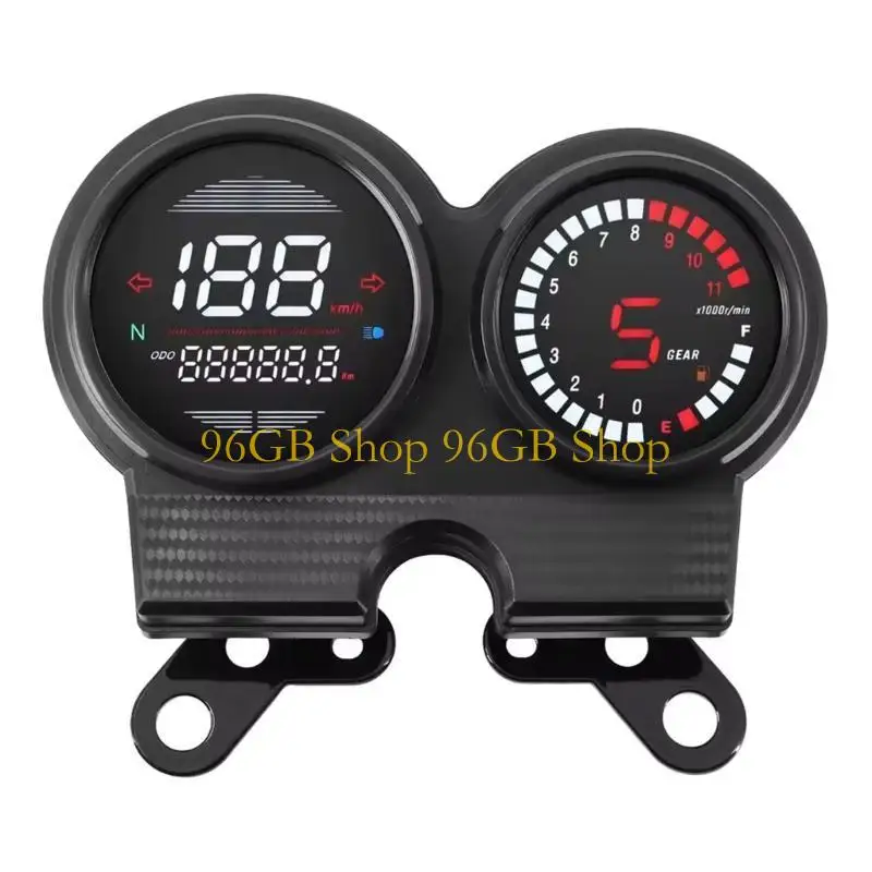 96GB Motorcycle LED Speedometer Multifunction Display Mileage Tracking Turn Light Level Meter