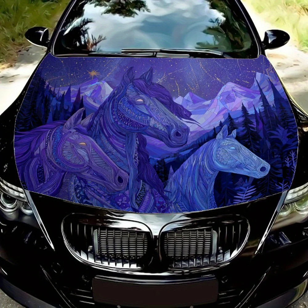 

Horse Animal Theme Car Hood Sticker, Waterproof, Easy To Remove, Durable Car Parts, Suitable For Car Hood Decoration, Gifts