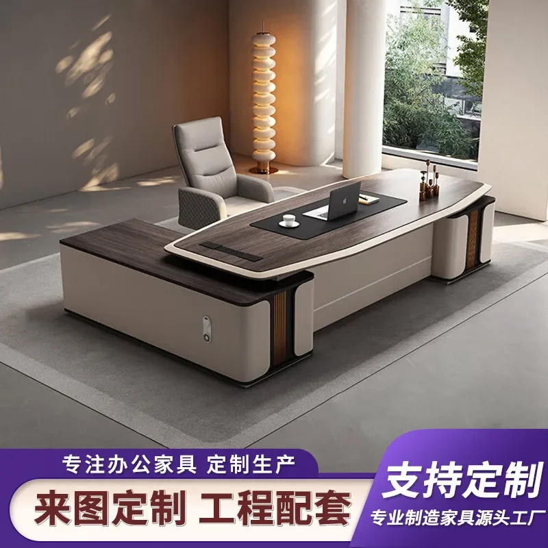 for Modern Simple Desk President Table Boss Painting Large Office Manager Supervisor Table and Chair