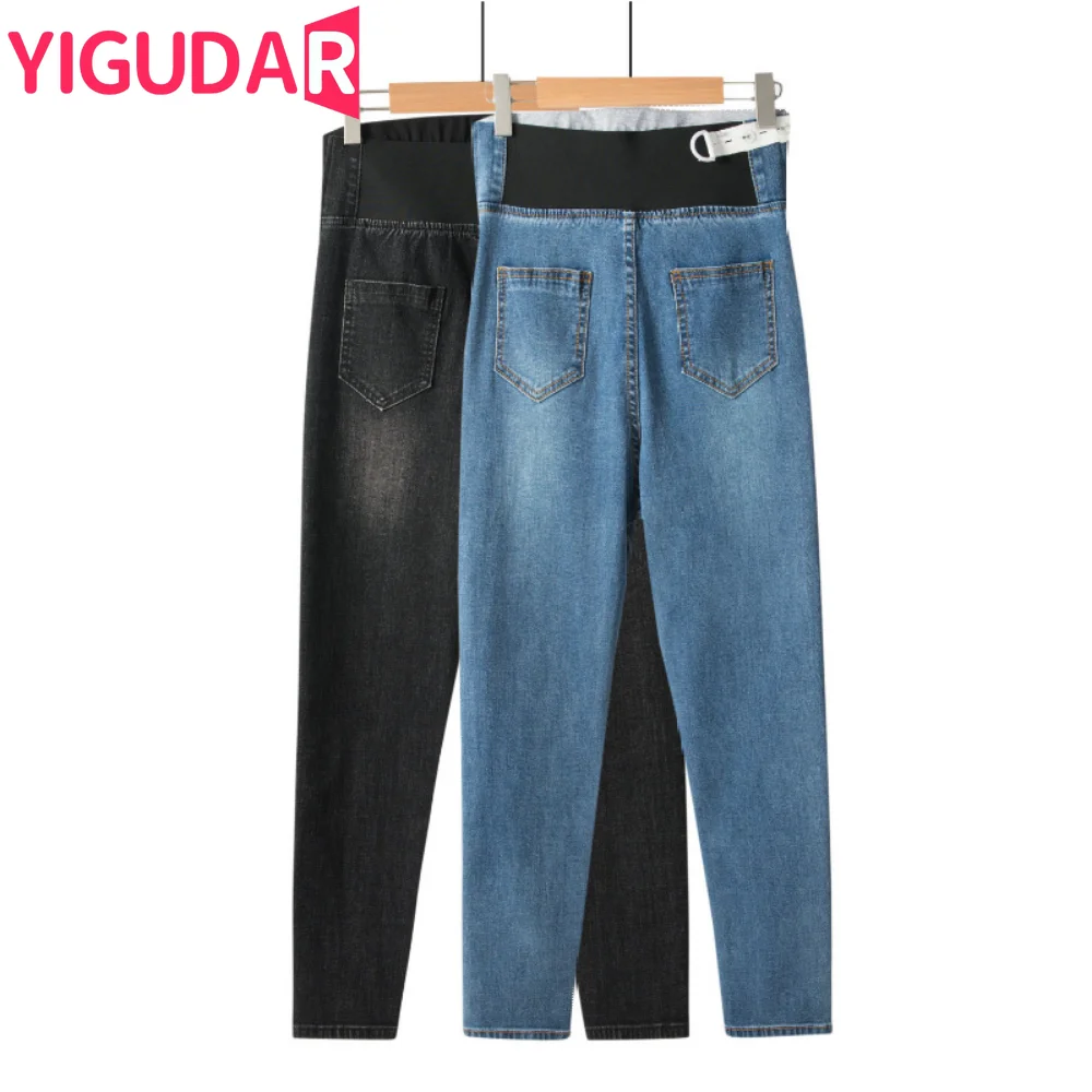 

Autumn Fashion Denim Maternity Straight Long Jeans Wide Leg Loose belly Pants Clothes for Pregnant Women Pregnancy Casual