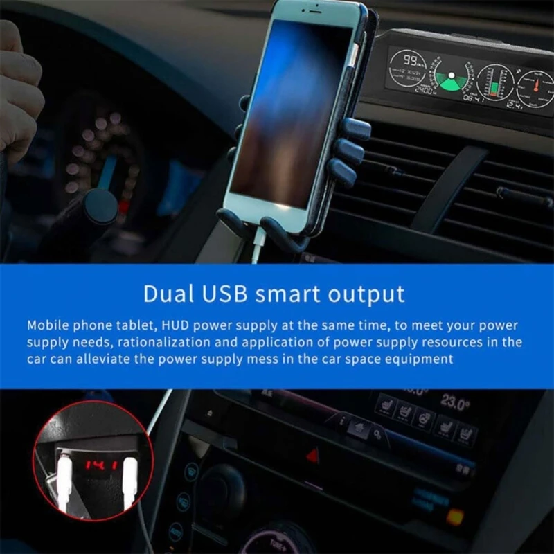 Car Obd Charger with Voltage Monitoring Obd2 Charger Suitable for 12v/24v Models Dual Output Usb Interface Fast Charging