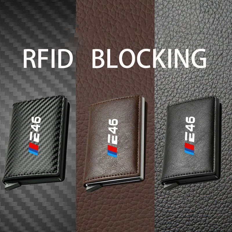 Rfid Leather Carbon Fiber Credit Card Holder pu Wallets Men Black Magic Trifold for BMW E46 E90 E60 F30 F10 E39 E36 F20 G30 G20