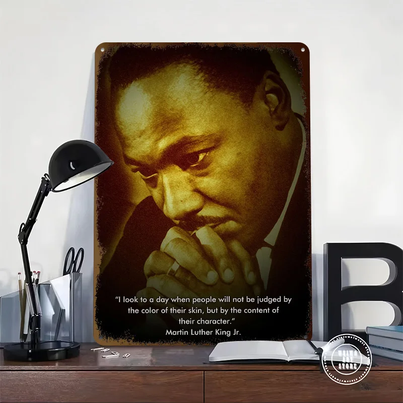 Martin Luther King Jr Tinplate Posters Customizable Wall Art Retro Vintage Metal Signs for Home Room Gamer Decoration Gaming