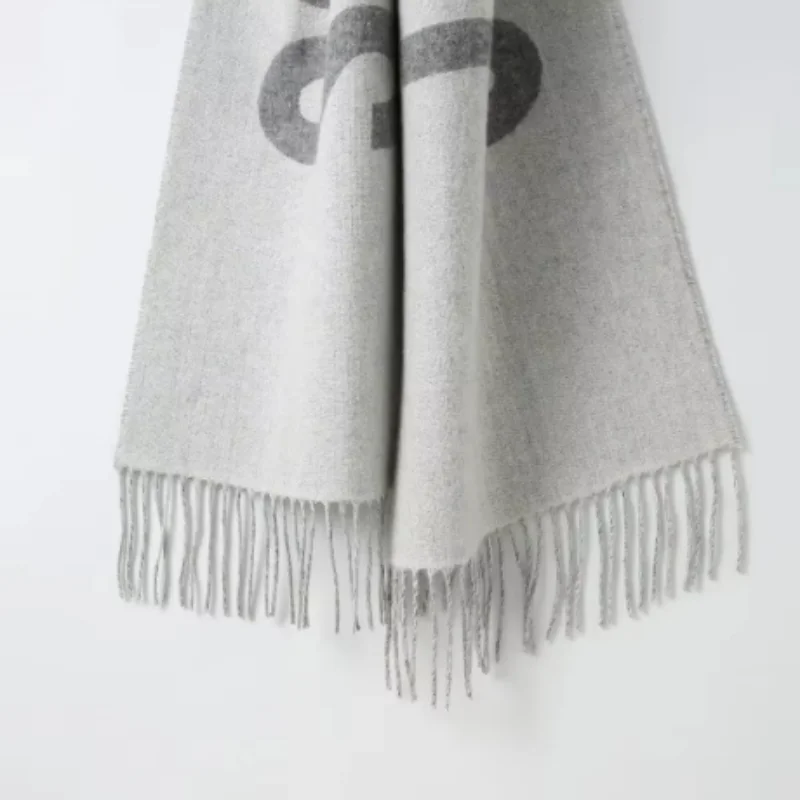 Jac@ LUXURY Wool Scarf with Tassel for Men and Women, Letter Logo, Warm Shawl, Same Style, Autumn and Winter, 2024