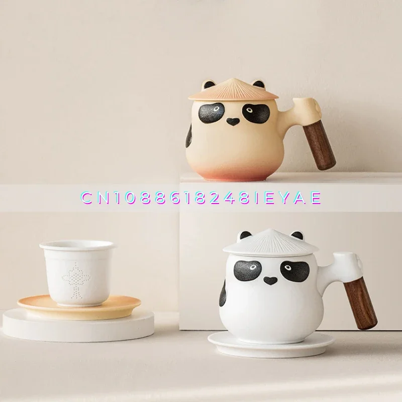Panda Tea Mug Creative Ceramic Tea Separation Cup with Lid Men's and Women's Office Filter Water Cup