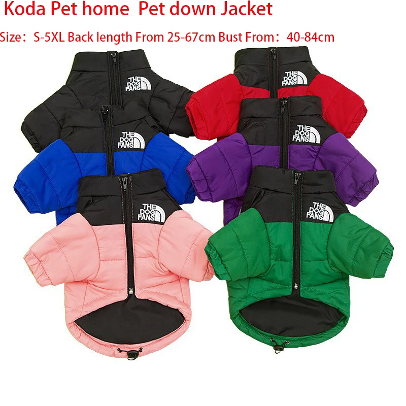 S-5XL Fashion Embroidered Trendy Dog Coat Clothes Autumn and Winter Cotton Clothing,Thickened Warm Down Clothing Pet Clothing