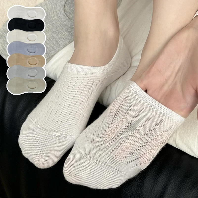 Damen-Socken aus Baumwoll-Mesh, No-Show-Socken, rutschfester Griff, Sommer, leicht, niedrig geschnitten, unsichtbare Socken, atmungsaktiv, Geschenk