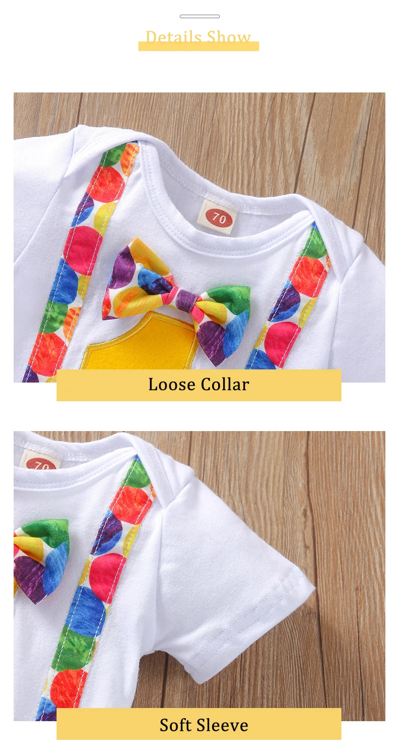 MiniFox Baby-Jungen-Geburtstagsoutfit für ein Jahr, Nummer 1 Zoll, Body und Hosenträger-Shorts mit Y-Rücken, 1 Jahr Geburtstagskuchen-Smash-Sets – Detail 7