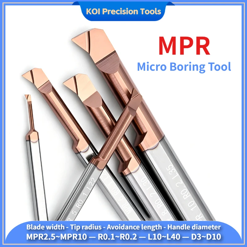 MPR Small Aperture Boring Tool Inner Hole Groove Tool R0.1 R0.2 Small Diameter Boring Tungsten Steel Turning Tool Copy Machining