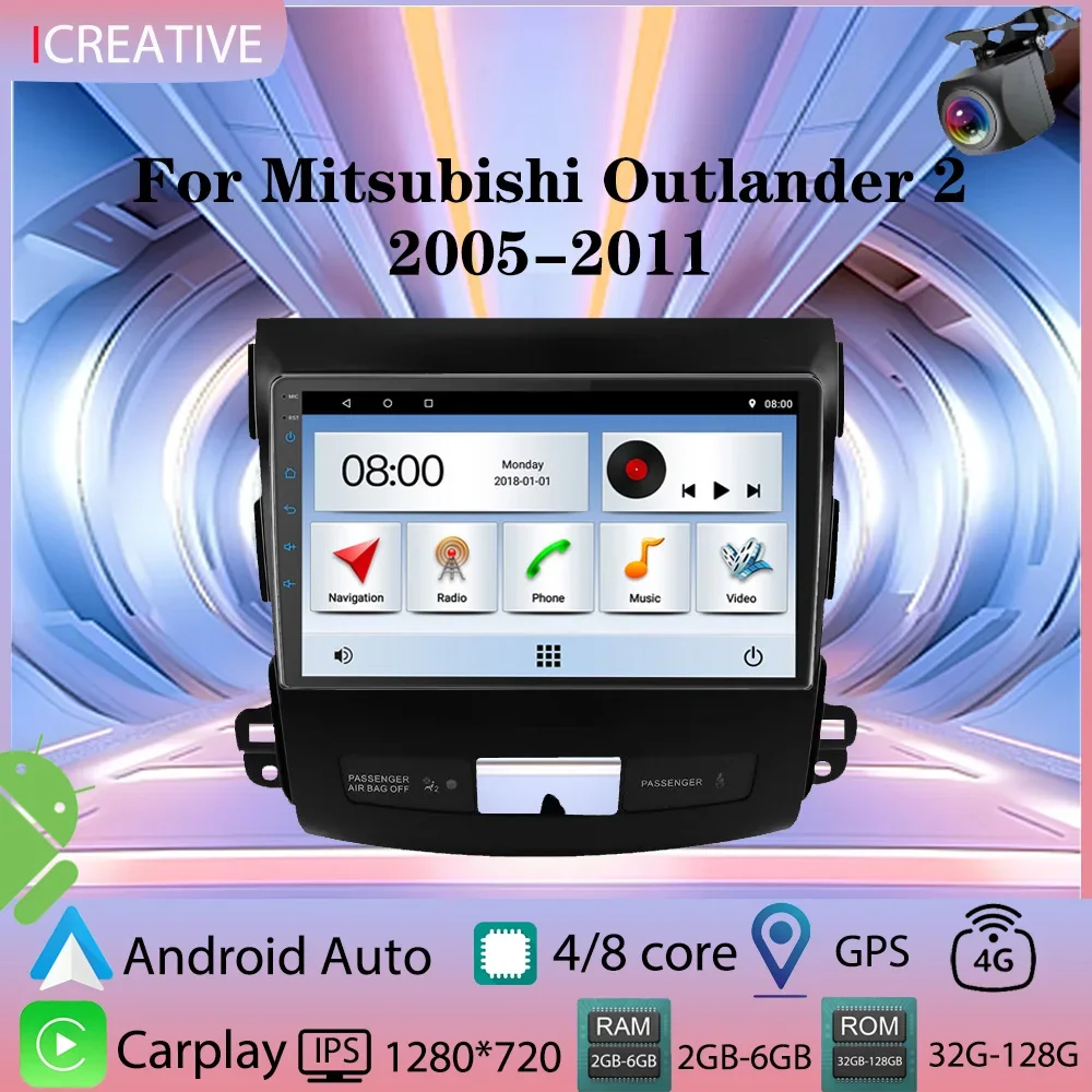 

Car Radio for Mitsubishi Outlander XL 2 2005-2011 Multimedia Carplay 2din Stereo Autoaudio Headunit Android 9 Inch Navigation