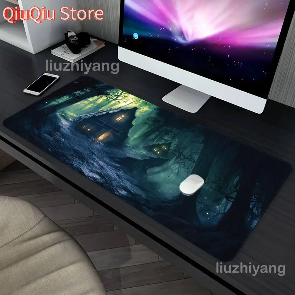 الظلام ماجيك الغابات ماوس الوسادة كبيرة الكمبيوتر مكتب لعبة الجدول حصيرة XXL المطاط المضادة للانزلاق مخيط حافة لوحة المفاتيح الحصير منصات مكتب طويلة #1