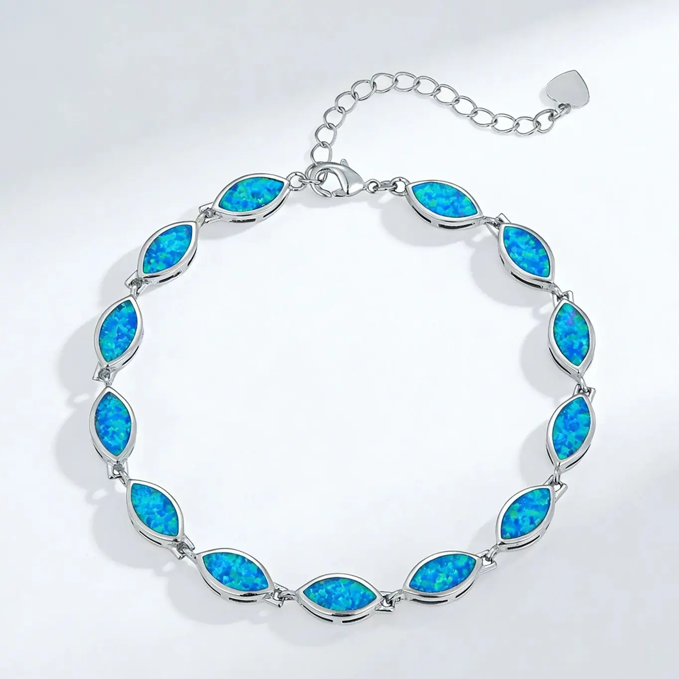 

Elegant Valentine's Day Gift for Her Blue Opal Marquise Bracelet Adjustable Romantic Jewelry Anniversary Birthday Mother's Day