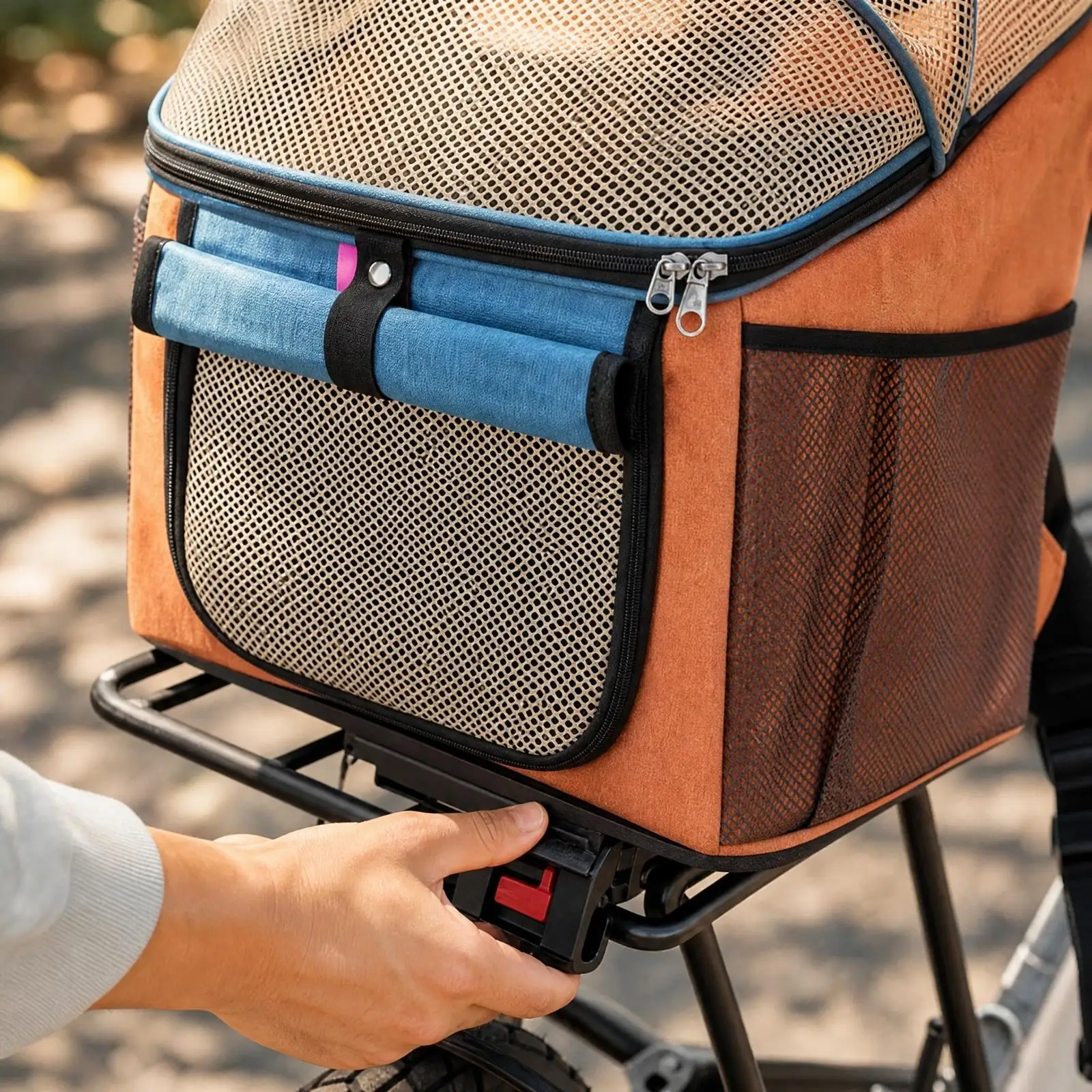 Front Handlebar Bicycle Pet Carrier Bag with Scratch Resistant Oxford Fabric for Small Cats and Dogs